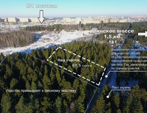 участок  в КП Грибово, 12 км от МКАД