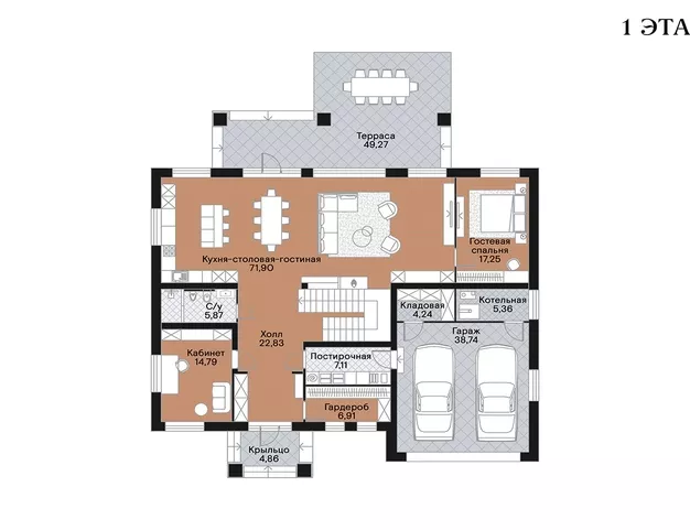 дом  в КП Подмосковные Просторы, 32 км от МКАД