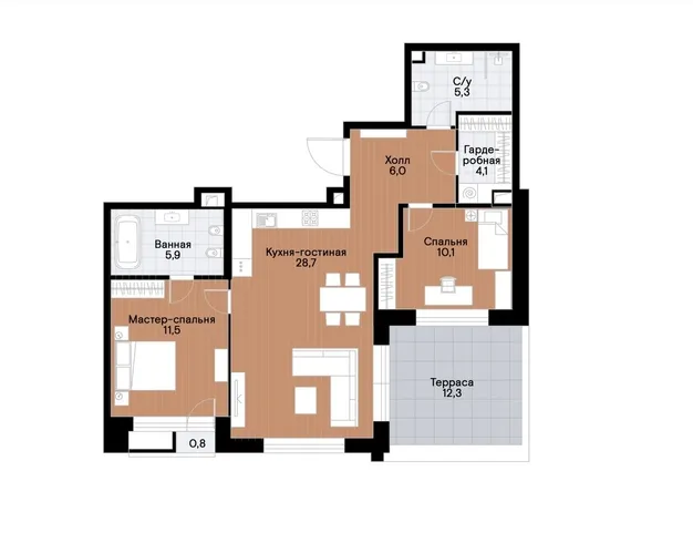 квартира  в ЖК Остров, 0 км от МКАД